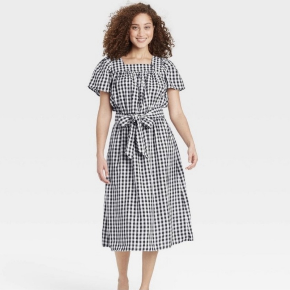 Who What Wear Dress M Black & White Gingham